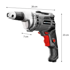 Wiertarko-wkrętarka sieciowa Graphite, 520 W, z walizką