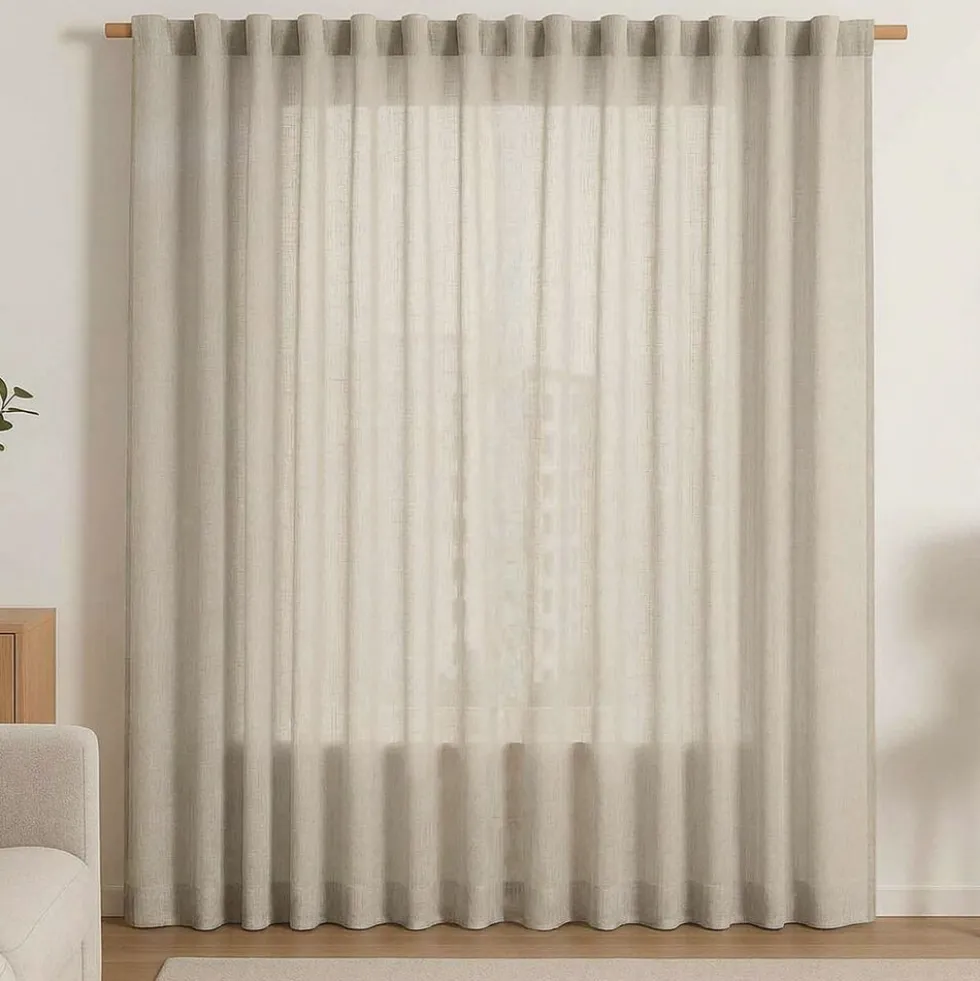 Zasłona na taśmie 140 x 270 cm Restilo Valeta, cappuccino