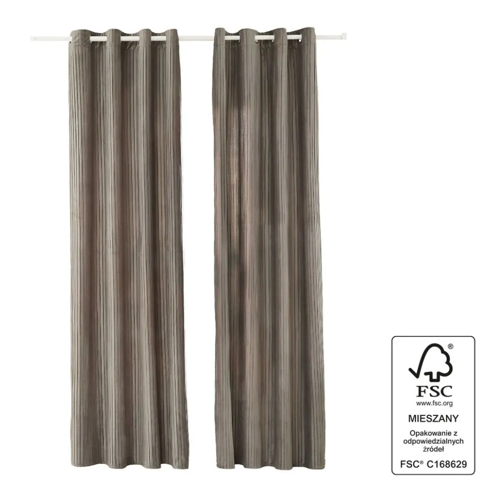 Zasłony aksamitne na przelotkach 135 x 250 cm Smukee Home, 2 szt., szare