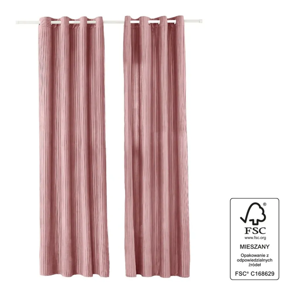 Zasłony aksamitne na przelotkach 135 x 250 cm Smukee Home, 2 szt., różowe
