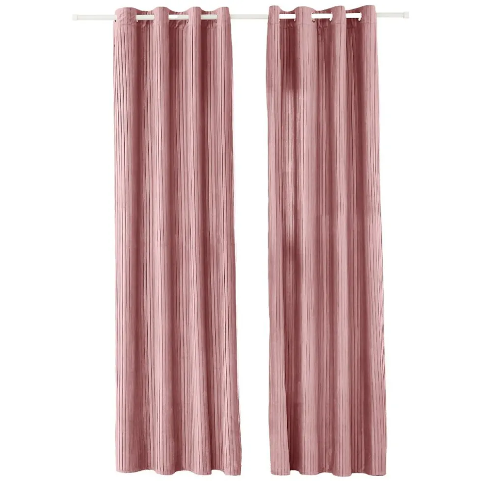Zasłony aksamitne na przelotkach 135 x 250 cm Smukee Home, 2 szt., różowe