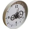 Zegar ścienny metalowy, 50 cm, z ozdobnym mechanizmem, szary