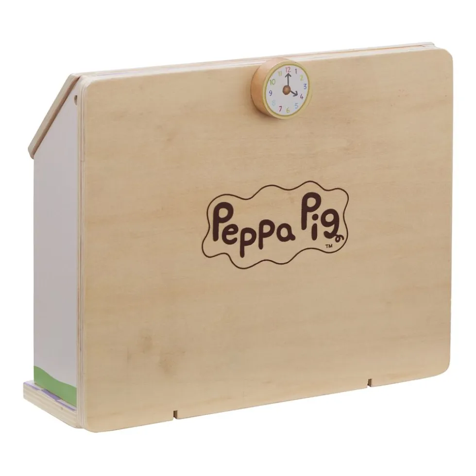 Zestaw drewniana szkoła z figurkami Peppa, podstawka Drop & Play