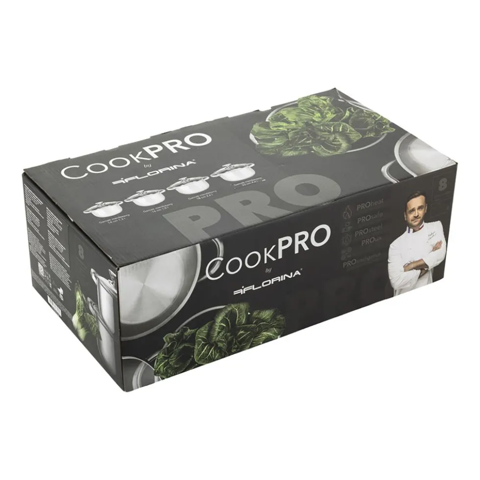 Zestaw garnków Florina CookPro, 8 elementów, stal nierdzewna