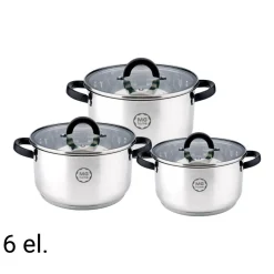 Zestaw garnków MG Home Black, 6 elementów, stal nierdzewna