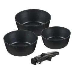 Zestaw garnków MG Home Clever Kitchen, 3 elementy, odpinana rączka, aluminium