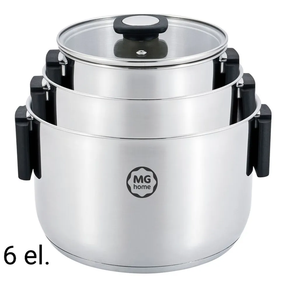 Zestaw garnków MG Home Handy Smart, 6 elementów, stal nierdzewna