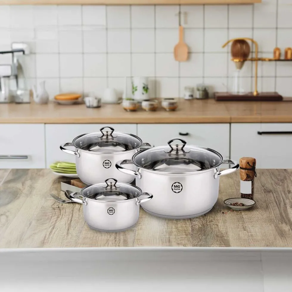Zestaw garnków MG Home Lauro, 6 elementów, stal nierdzewna