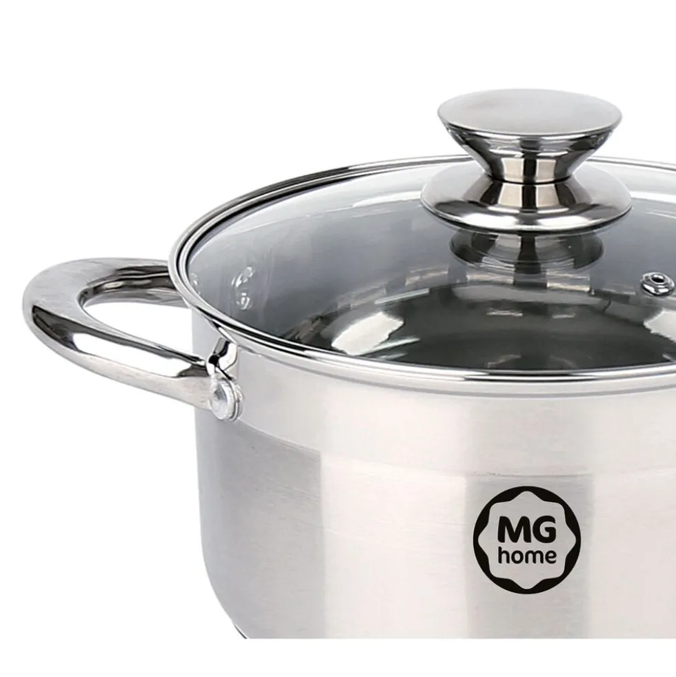 Zestaw garnków MG Home Moderno Brushed Steel, 6 elementów, stal nierdzewna