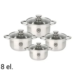 Zestaw garnków MG Home Moderno Brushed Steel, 8 elementów, stal szczotkowana