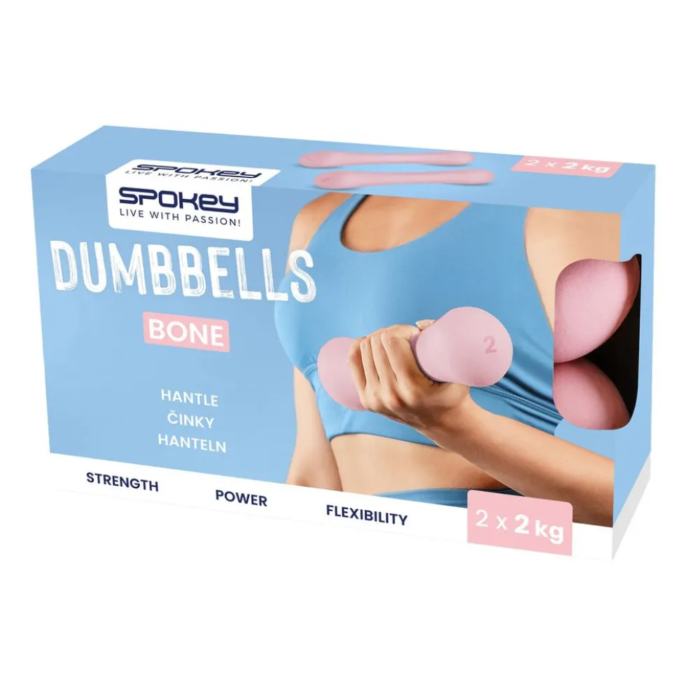 Zestaw hantli Spokey Bone, 2 x 2 kg, różowe