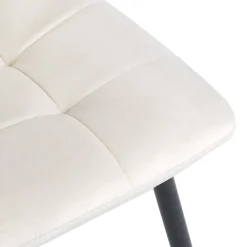 Zestaw 4 krzeseł tapicerowanych Vilandy Basic Velvet, ecru