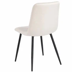 Zestaw 4 krzeseł tapicerowanych Vilandy Basic Velvet, ecru