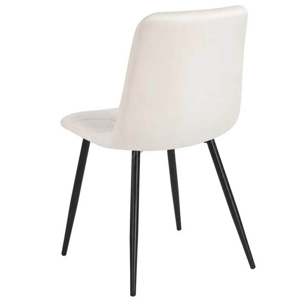 Zestaw 4 krzeseł tapicerowanych Vilandy Basic Velvet, ecru