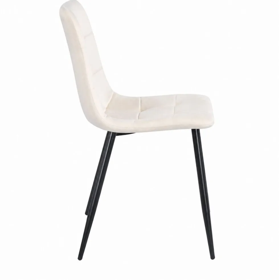 Zestaw 4 krzeseł tapicerowanych Vilandy Basic Velvet, ecru