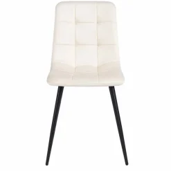Zestaw 4 krzeseł tapicerowanych Vilandy Basic Velvet, ecru