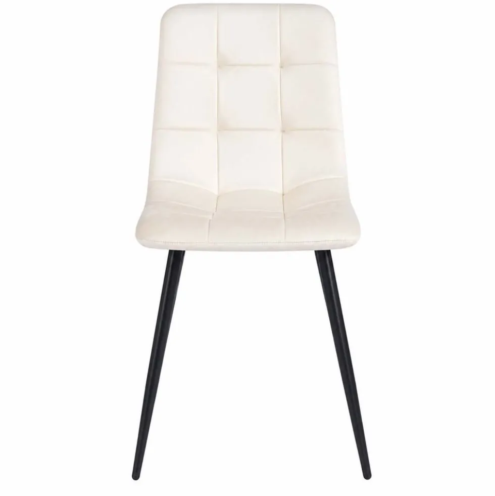 Zestaw 4 krzeseł tapicerowanych Vilandy Basic Velvet, ecru