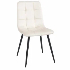 Zestaw 4 krzeseł tapicerowanych Vilandy Basic Velvet, ecru