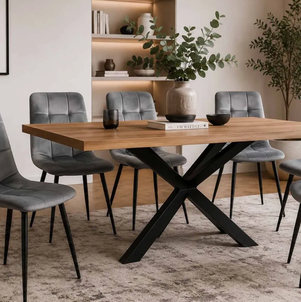 Zestaw 4 krzeseł tapicerowanych Vilandy Basic Velvet, szare