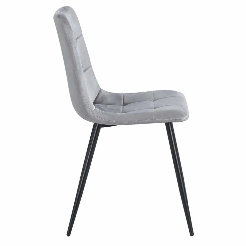 Zestaw 4 krzeseł tapicerowanych Vilandy Basic Velvet, szare