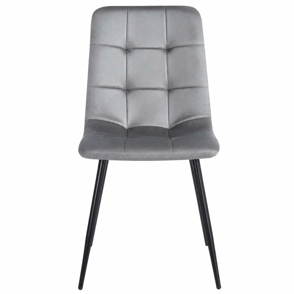 Zestaw 4 krzeseł tapicerowanych Vilandy Basic Velvet, szare