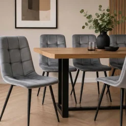 Zestaw 4 krzeseł tapicerowanych Vilandy Basic Velvet, szare