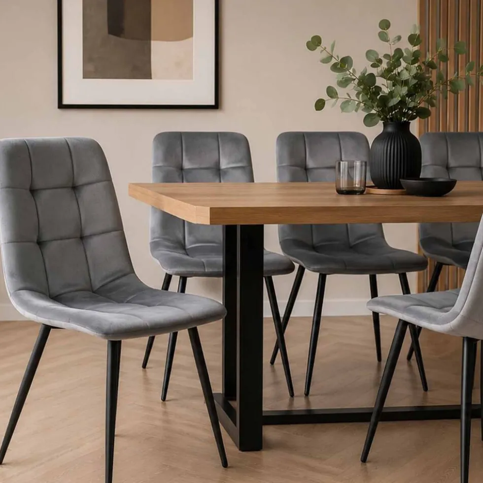Zestaw 4 krzeseł tapicerowanych Vilandy Basic Velvet, szare