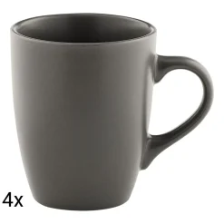 Zestaw kubków ceramicznych Domotti Pastelli, 350 ml, 4 sztuki, ciemnoszare