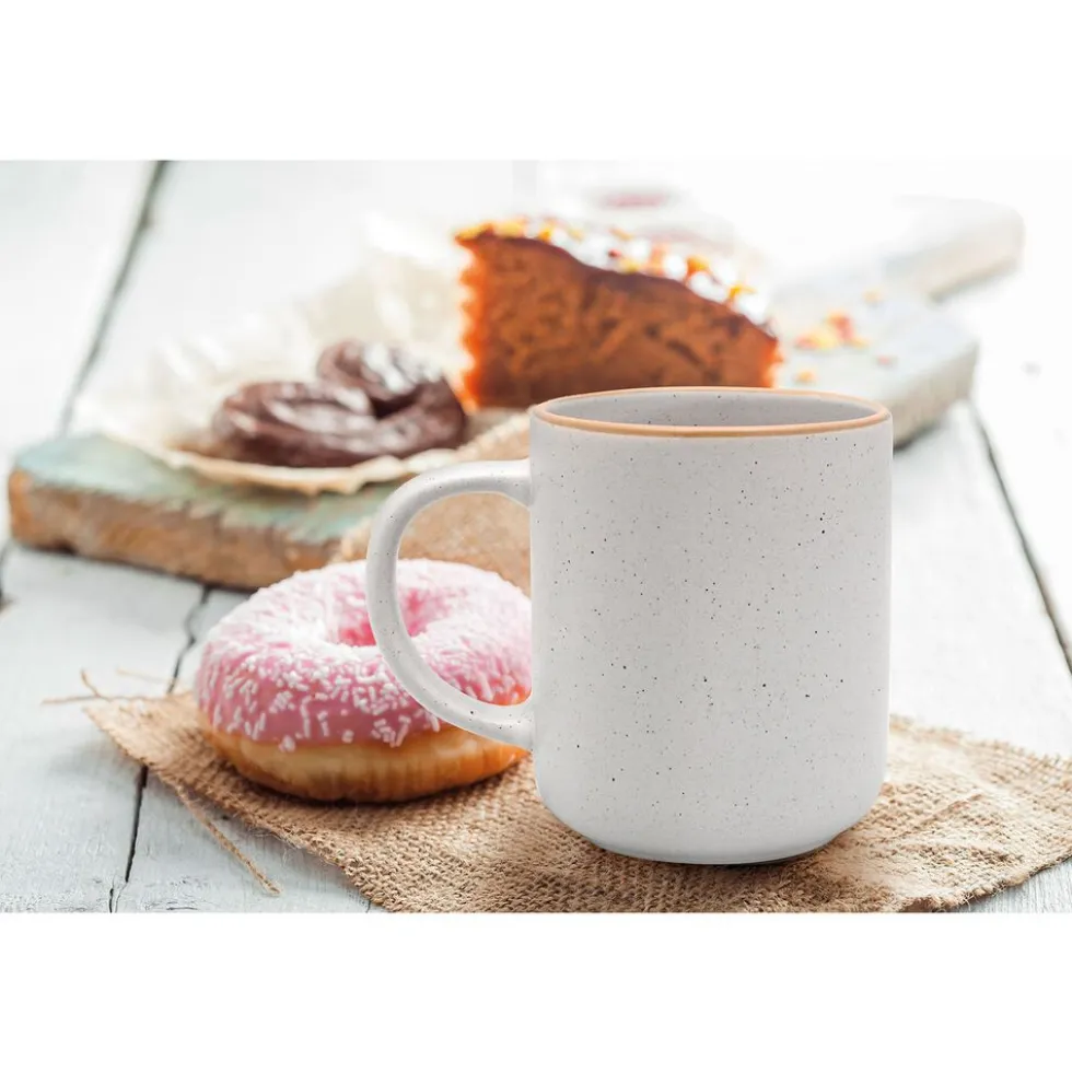 Zestaw kubków z kamionki MG Home Artena White, 400 ml, 6 sztuk, białe