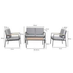 Zestaw mebli ogrodowych Meven Noto, sofa, 2 krzesła, stolik kawowy