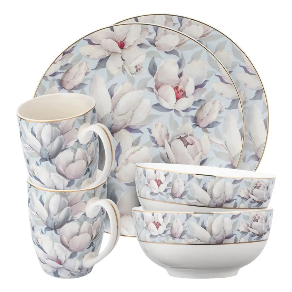 Zestaw śniadaniowy dla 2 osób Altom Design, 6 elementów, magnolia błękit