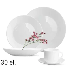 Zestaw obiadowo-kawowy na 6 osób MG Home Abria, 30 elementów, biały