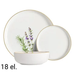 Zestaw obiadowy z kamionki na 6 osób MG Home Artena White, 18 elementów, biały