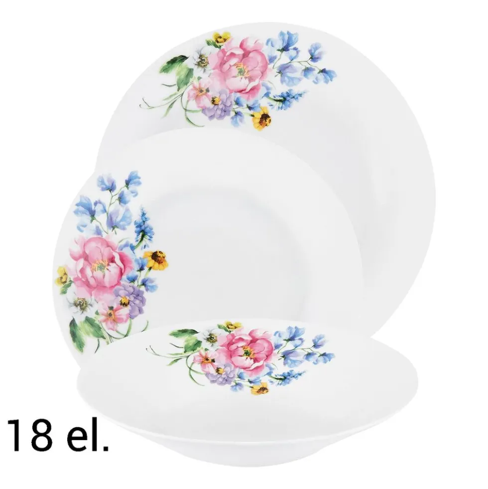 Zestaw obiadowy z porcelany Domotti Fiorella, na 6 osób, 18 elementów