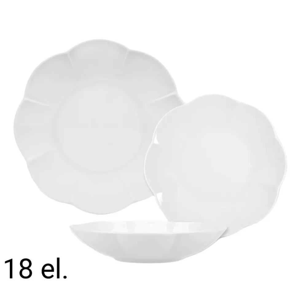 Zestaw obiadowy z porcelany na 6 osób Lubiana Naomi, 18 elementów, biały