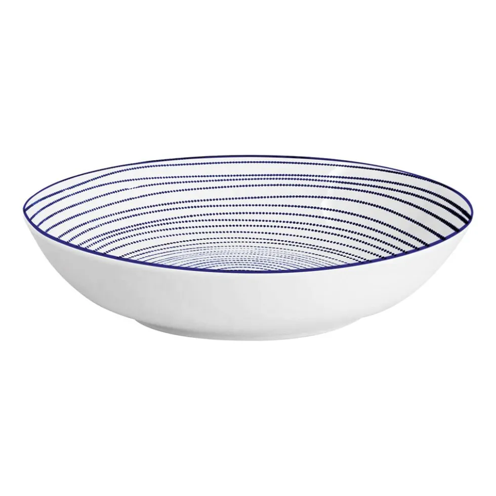 Zestaw obiadowy z porcelany na 6 osób MG Home Marea, 18 elementów, biało-niebieski