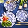 Zestaw obiadowy z porcelany na 6 osób MG Home Fiori, 18 elementów, biało-niebieski