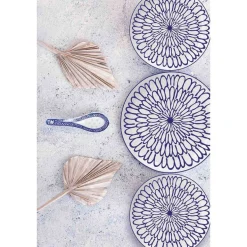 Zestaw obiadowy z porcelany na 6 osób MG Home Fiori, 18 elementów, biało-niebieski