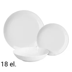 Zestaw obiadowy z porcelany na 6 osób MG Home Classic, 18 elementów, biały