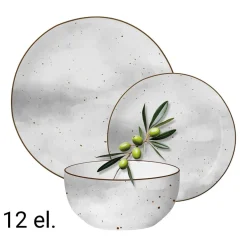 Zestaw obiadowy z porcelany na 4 osoby MG Home Antico, 12 elementów, biały