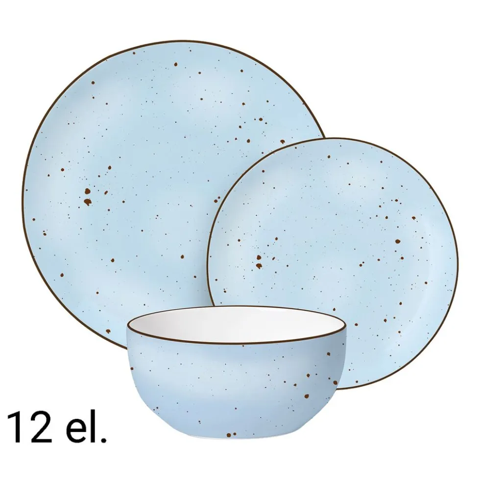 Zestaw obiadowy z porcelany na 4 osoby MG Home Gemma Blue, 12 elementów, niebieski