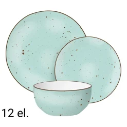 Zestaw obiadowy z porcelany na 4 osoby MG Home Gemma Green, 12 elementów, zielony