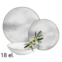 Zestaw obiadowy z porcelany na 6 osób MG Home Antico, 18 elementów, szary