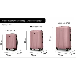 Zestaw walizek Wings Kestrel, 3 szt., rose gold