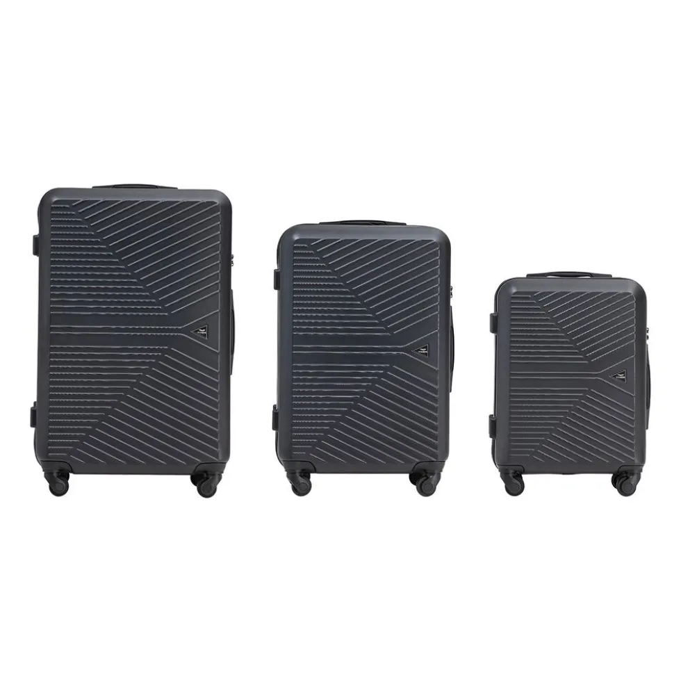 Zestaw walizek Wings Merlin z policarbonu, 3 szt., czarne