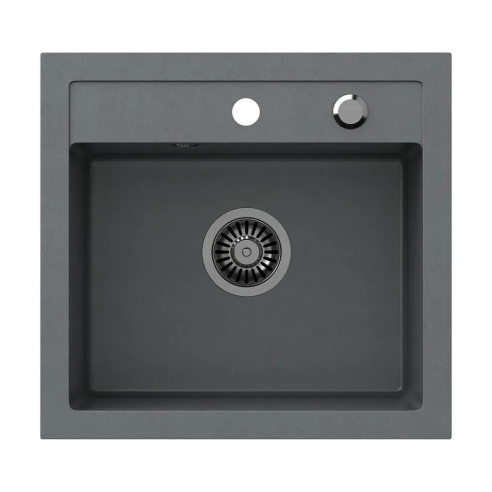 Zlewozmywak granitowy jednokomorowy szary Root Chef Box, 500 x 470 x 185 mm
