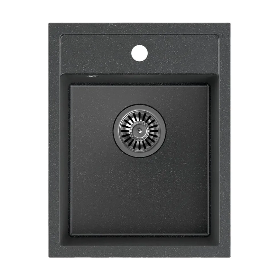 Zlewozmywak granitowy jednokomorowy czarny Root Chef Mini, 390 x 500 x 204 mm