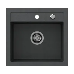 Zlewozmywak granitowy jednokomorowy czarny Root Chef Box, 500 x 470 x 185 mm