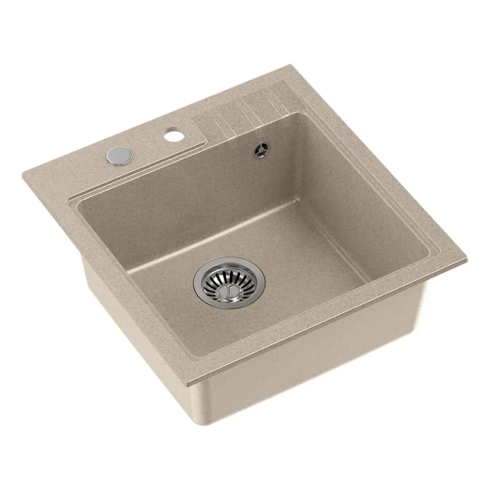 Zlewozmywak granitowy Root Chef Leo Box, beżowy, 50 x 52 x 20 cm