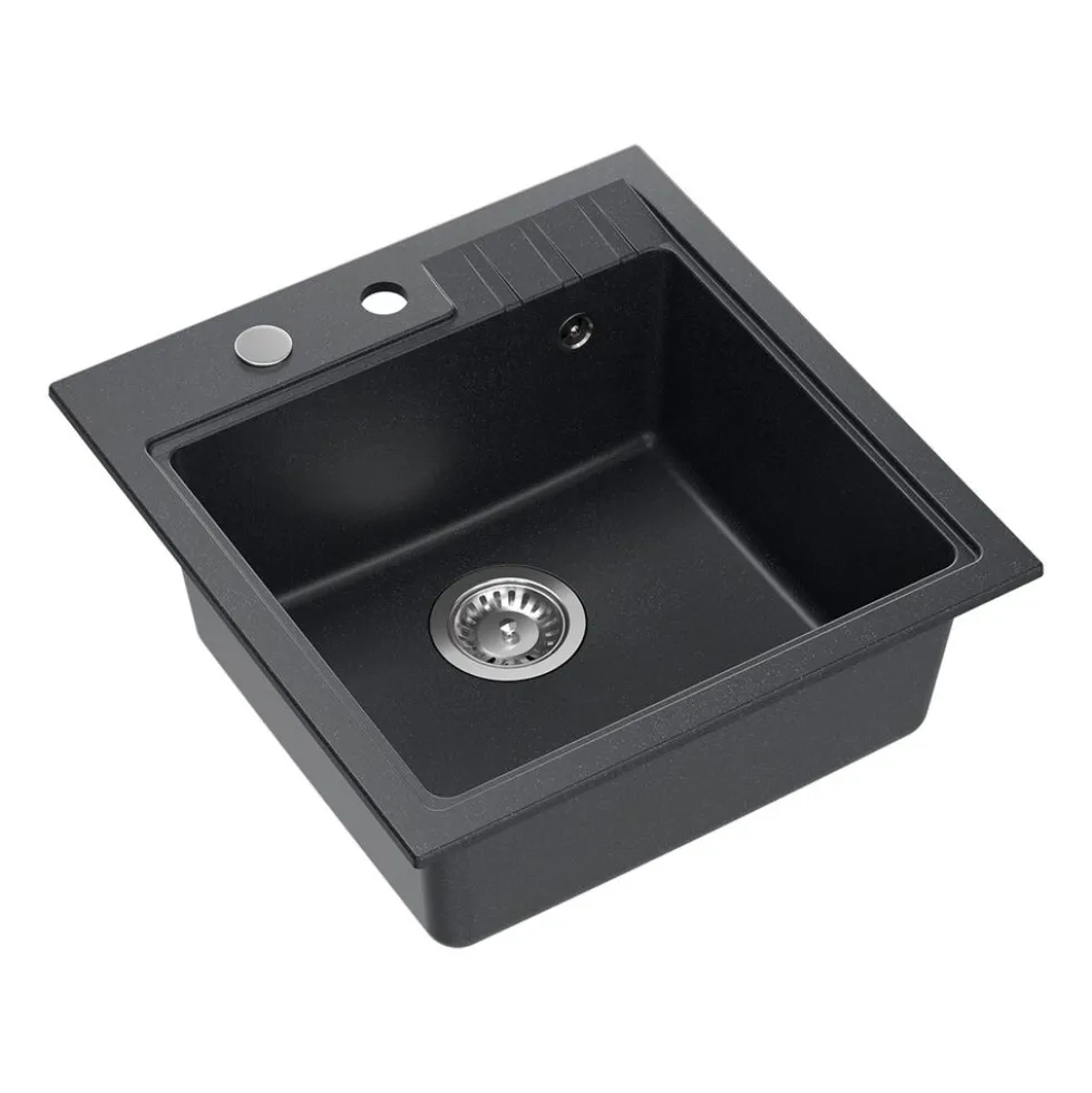 Zlewozmywak granitowy Root Chef Leo Box, czarny, 50 x 52 x 20 cm